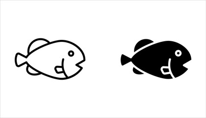 Fish vector icons set. Fishing symbols on white background