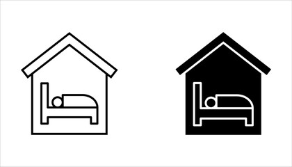 Hotel icons set. Vector in filled and line style on white background