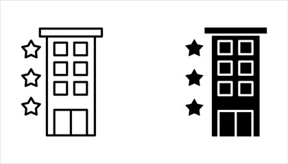 Hotel icons set. Vector in filled and line style on white background