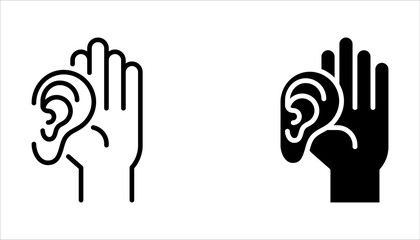 Ear vector icon set, listening symbol on white background