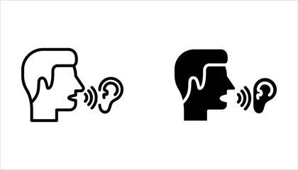 Ear vector icon set, listening symbol on white background