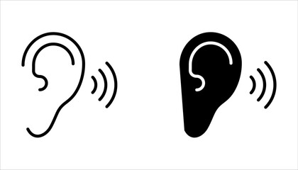 Ear vector icon set, listening symbol on white background