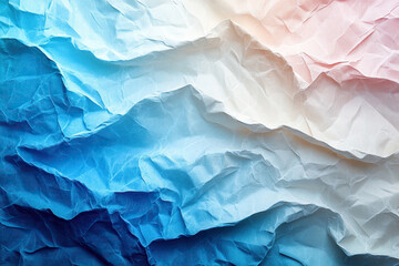 Obraz premium Texture of crumpled white and blue paper. Horizontal gradient background.