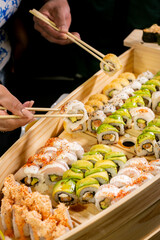 ship of Set maki sushi rolls nikkei japanese food, combo maki