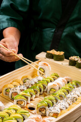 sticks of Set maki sushi rolls nikkei japanese food 