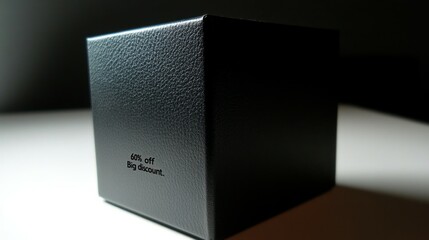 Big black cube box on white background. Prepared for advertising concept. Contains free writable space