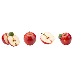 Collection of crisp, high-definition red apple images in assorted views for ecommerce, graphic design, and advertisement projects