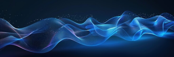Abstract Blue Digital Waveform Particle Flow Design