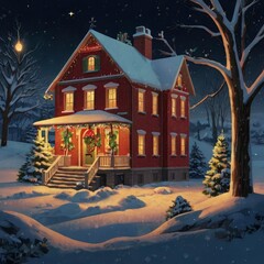 Christmas tree in front of a house