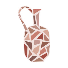 Wine jugs vector illustration set. Traditional clay vessel, jar, amphora from tiles.