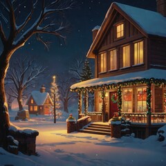 Christmas tree in front of a house