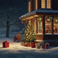 Christmas tree in front of a house