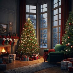 Christmas tree in front of a house