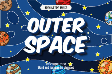 Outer Space editable text effect 3d emboss cartoon