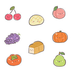 かわいいフルーツとパンアイコン