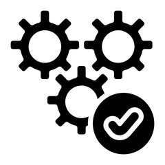 gear setting management secure check mark sign glyph icon