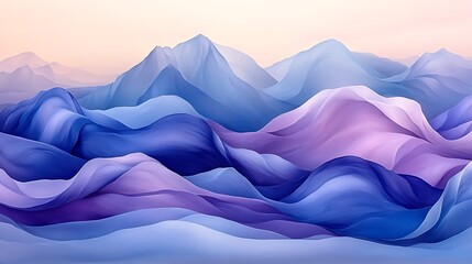 Obraz premium Soft and Serene Composition of Blurred Lines in Shades of Blue and Purple Creating a Calming Mountain Landscape Aesthetic for Relaxation and Meditation