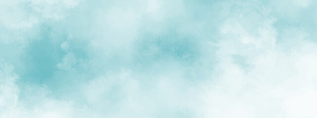 Abstract background with Clouds and Bright sky with white clouds. Blue sky with clouds and watercooler digital art painting. Background ethereal fog pastel blue with copy space