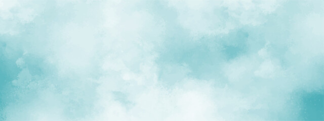 Abstract background with Clouds and Bright sky with white clouds. Blue sky with clouds and watercooler digital art painting. Background ethereal fog pastel blue with copy space