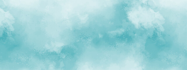 Abstract background with Clouds and Bright sky with white clouds. Blue sky with clouds and watercooler digital art painting. Background ethereal fog pastel blue with copy space