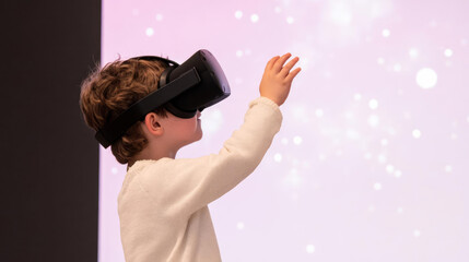 child engaging with virtual reality headset, exploring new worlds