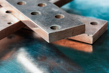 Copper Flat Pure Electrical Busbar Close-up