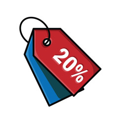 discount icon. twenty percent. Red sale label. discount price tag. Paper gift labels, promotional sale hang tag vector template set. Flat design style. vector design template