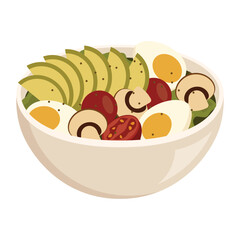 Fruit And Salad Bowl Vector Illustration - 08