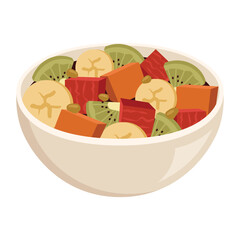Fruit And Salad Bowl Vector Illustration - 03