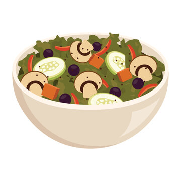 Fruit And Salad Bowl Vector Illustration - 09