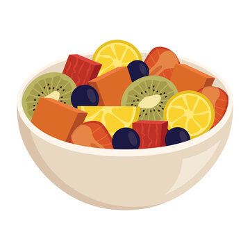Fruit And Salad Bowl Vector Illustration - 01