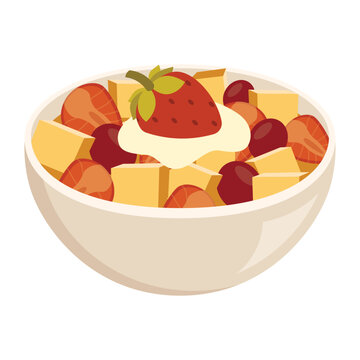 Fruit And Salad Bowl Vector Illustration - 02