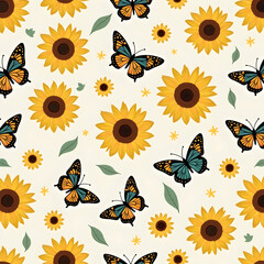 Butterfly with sunflowers 