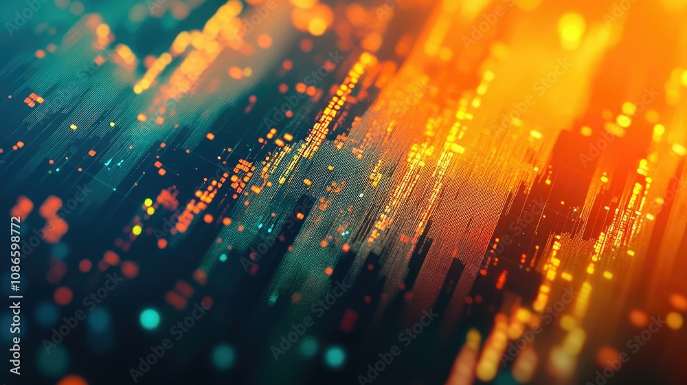 Poster abstract digital background with glowing lines and colorful dots displaying a modern texture ideal f