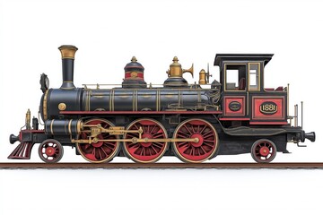 Obraz premium Train with steam locomotive series Ov. Isolated on white a background