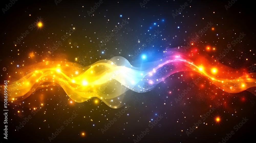 Aufkleber abstract representation of cascading colors and binary code effects with a cosmic background, perfec