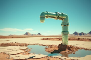 Fototapeta premium Dansaekhwa Dreams: Water Drops in a Brown and Blue Landscape