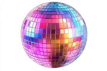 silver disco ball , holiday props, isolated on a white background