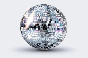 silver disco ball , holiday props, isolated on a white background