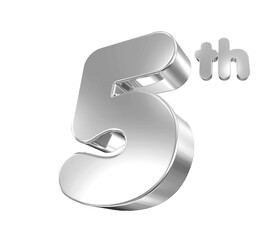 5th Anniversary Silver Number 3D