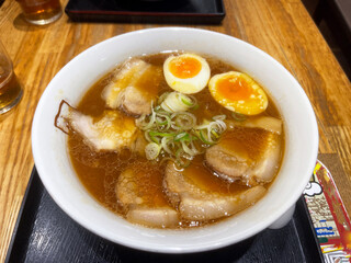 japanese soup ramen with egg,meat Fukushima