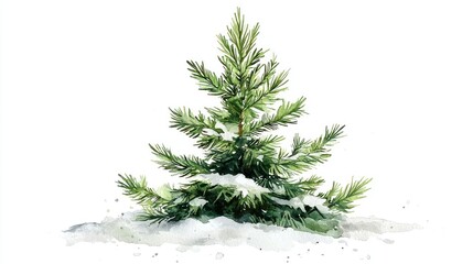 Obraz premium christmas fir tree in watercolor isolated on white or transparent png