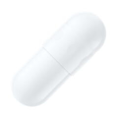 Realistic white capsule with two halves mockup. Vector illustration isolated on white background. Can be used for medical, cosmetic and sport nutrition. EPS10.	