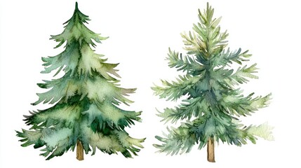 Fototapeta premium christmas fir tree in watercolor isolated on white or transparent png