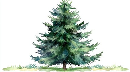 Fototapeta premium christmas fir tree in watercolor isolated on white or transparent png