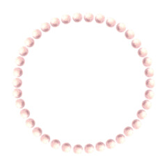 Pearl frame with pink bow Watercolor hand drawn illustration. Elegant rose pastel coloured wreath. Coquette girl, ladies style pearly ribbon for greeting, wedding, card, label Isolated from background