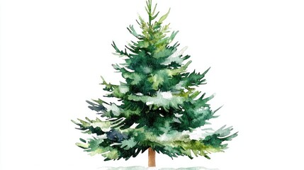 Fototapeta premium christmas fir tree in watercolor isolated on white or transparent png