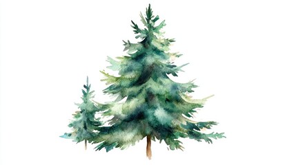 Fototapeta premium christmas fir tree in watercolor isolated on white or transparent png