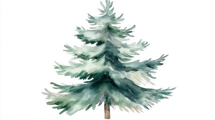 Obraz premium christmas fir tree in watercolor isolated on white or transparent png