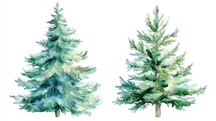 Fototapeta premium christmas fir tree in watercolor isolated on white or transparent png